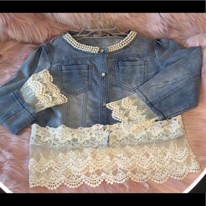 NWOT Cute Bling Blue Jean Jacket M